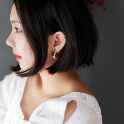 菱角接鑽青春春季日和 古菫珠寶耳針式飾 品耳環 piercing earrings 第6張的照片