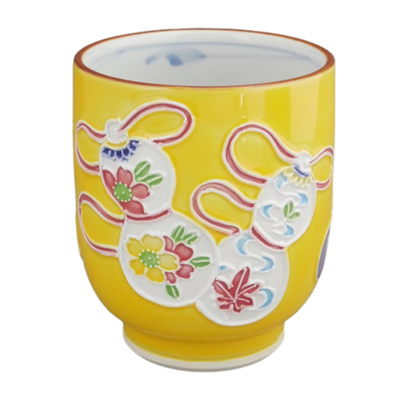 ◆產品編號12539 黃色交趾六葫蘆雲錦茶杯翔鳳小單品 第7張的照片