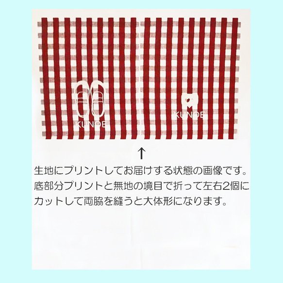 お名前入り　かわいいチェック柄のシューズ入れ＆巾着　手作りキット　縫って！もOK 5枚目の画像