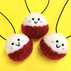 ライチのストラップ】 羊毛フェルト キーホルダー チャーム 傘マーカー