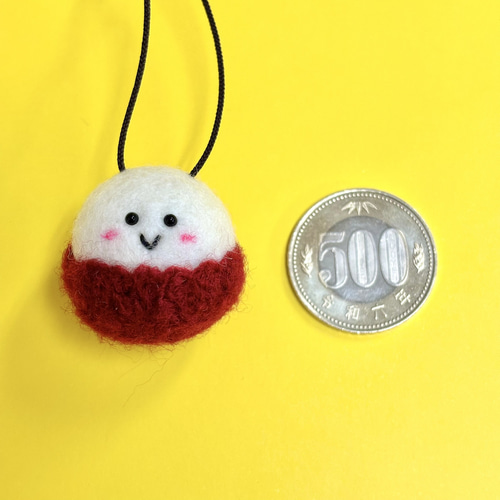 ライチのストラップ】 羊毛フェルト キーホルダー チャーム 傘マーカー
