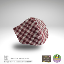 PSNY Zen Silk Check Brown Mask Silk ZZ20 第2張的照片