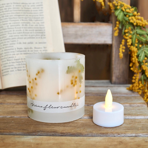 Ledキャンドル 癒しの揺らめき ミモザのボタニカルランタン キャンドル