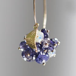 ☆用最好的堇青石和蛋白石製成的藍莓耳環〜Blueberry 第9張的照片