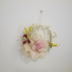 染め布花＊アンティーク・優しいオーガンジーの薔薇ミニリース 2枚目の画像