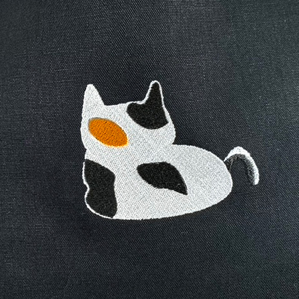 お餅猫の刺繍 キャンバスコットンミニトートバッグ【送料無料】 12枚目の画像