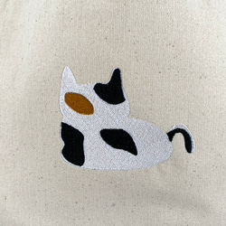 お餅猫の刺繍 キャンバスコットンミニトートバッグ【送料無料】 6枚目の画像