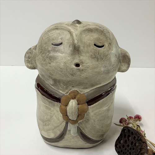 お地蔵さん（大）座布団（大）付き O-128 陶製 /Jizo/地藏 その他人形