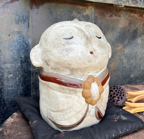 Jizo-san（大）帶坐墊（大） O-128 Ceramic / Jizo / Jizo 第3張的照片