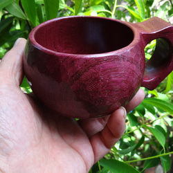 パープルハートの樹の一木彫りコーヒーカップ。 8枚目の画像
