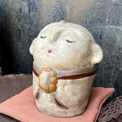 お地蔵さん（小）座布団（中）付き　　Ｏ-129　陶製　/Jizo/地藏 3枚目の画像