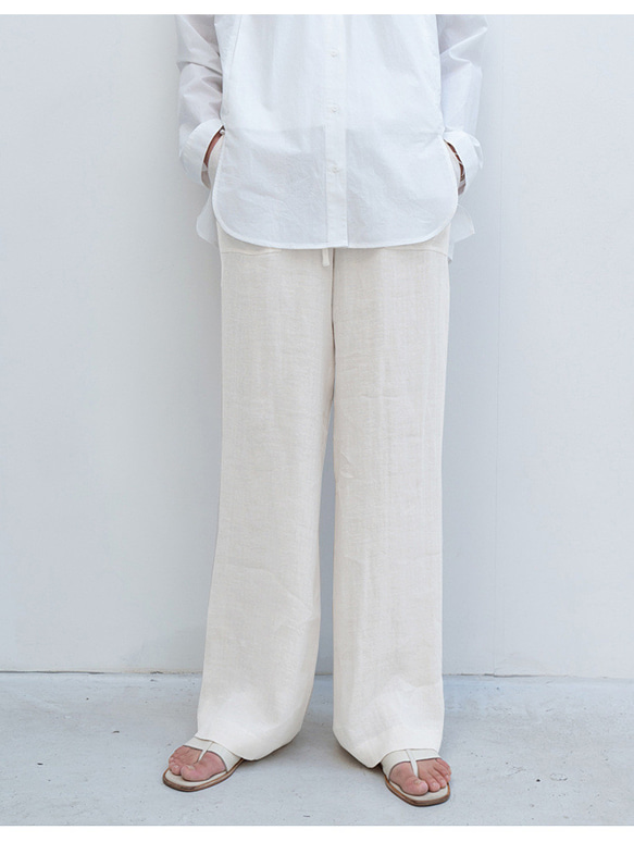 夏亜麻ロングパンツ リネンプラスサイズ緩いストレートパンツ 3枚目の画像