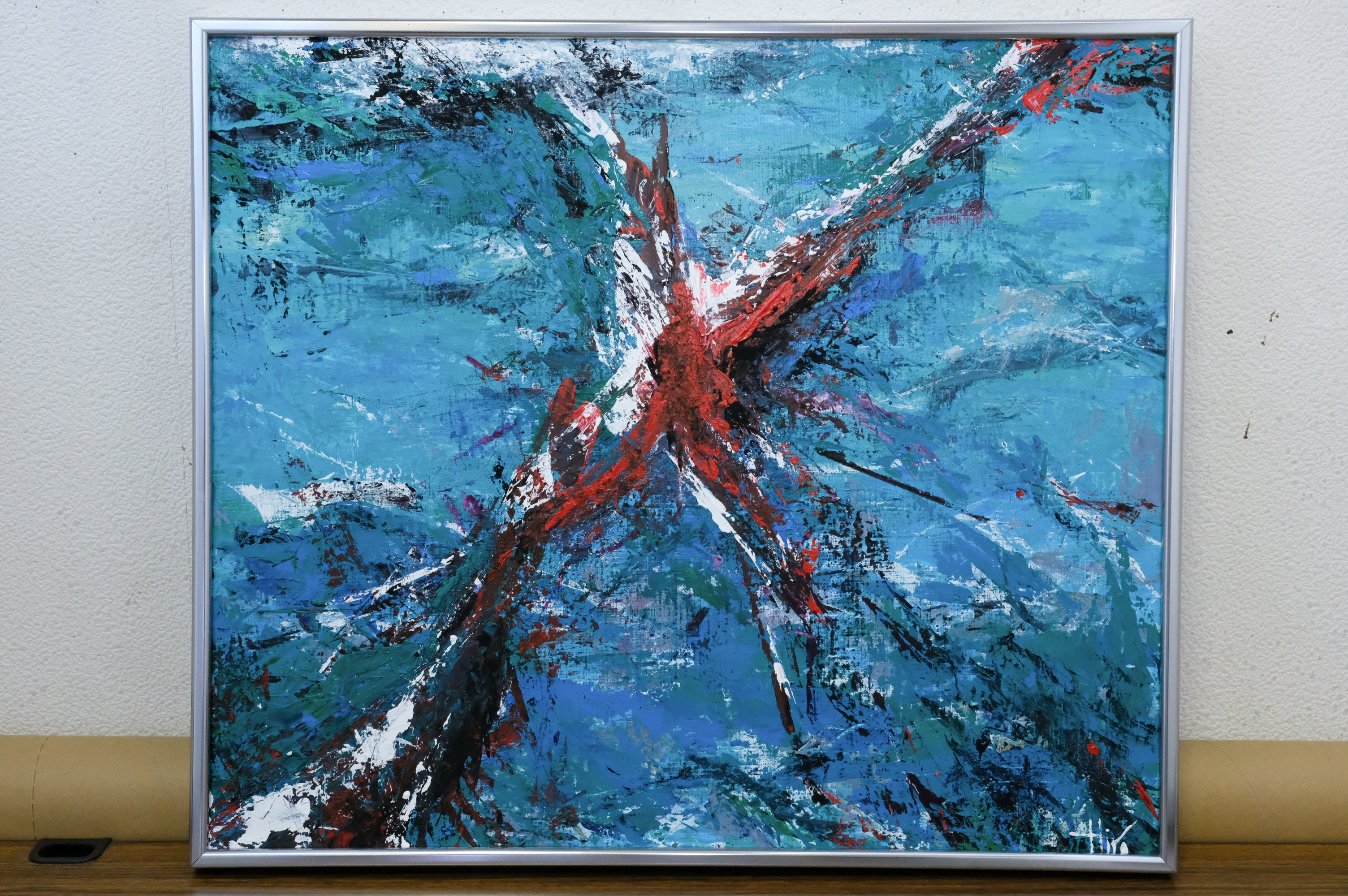 現代水墨画家 白道 「lucky phoenix」 複製画 鳳凰 朱雀 不死鳥