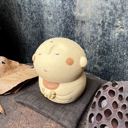 帶氣墊的圓臉地藏（非常小）O-158 Ceramic / Jizo / Jizo 第3張的照片