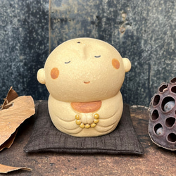 帶氣墊的圓臉地藏（非常小）O-158 Ceramic / Jizo / Jizo 第1張的照片