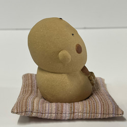 角顔地蔵　座布団（極小）付き　Ｏ-159　陶製　/Jizo/地藏 5枚目の画像