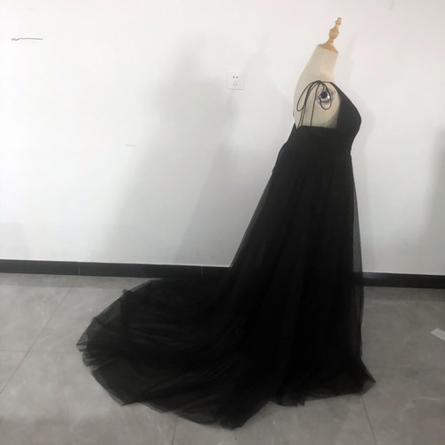 上品！ブラック パーティードレス キャミソール ワンピース パーティー  