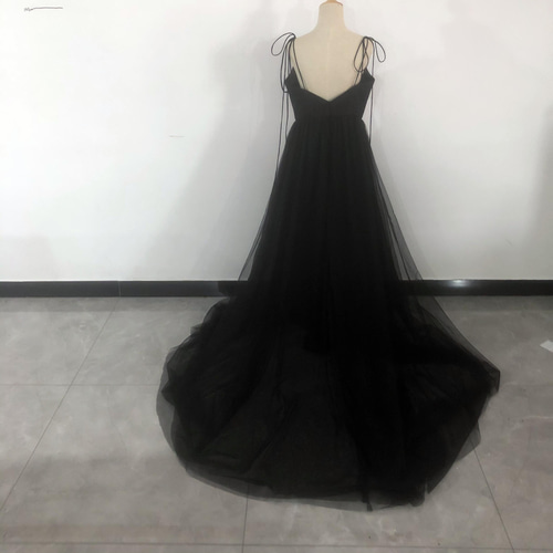 上品！ブラック パーティードレス キャミソール ワンピース パーティー  