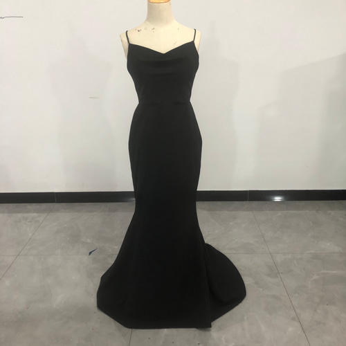 細見えシルエット 黒 パーティードレス キャミソール ソフトマーメイド  