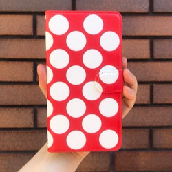 iPhone13ケース　手帳型　おしやれ　ドット　かっこいい　メンズ　レディース　レッド　赤　オシャレ　モダン　かわいい 5枚目の画像
