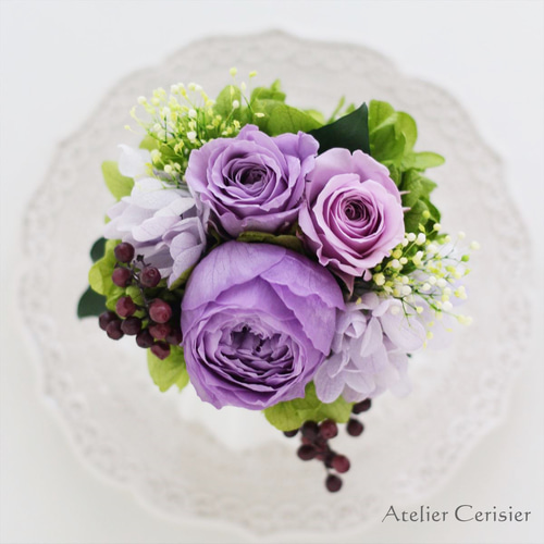 仏花造花アレンジ薄紫色