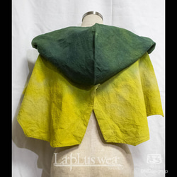 手染め一点モノ「あのフード」(緑黄色)（8-171）／LarpLuswear 4枚目の画像