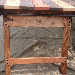 【受注生産】折りたたみローテーブル（ロング）　古仕上げ  キャンプ 枠仕様 アイアンバー 4枚目の画像