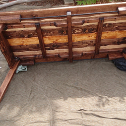 【受注生産】折りたたみローテーブル（ロング）　古仕上げ  キャンプ 枠仕様 アイアンバー 8枚目の画像