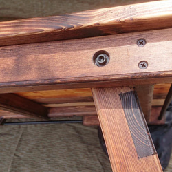 【受注生産】折りたたみローテーブル（ロング）　古仕上げ  キャンプ 枠仕様 アイアンバー 6枚目の画像
