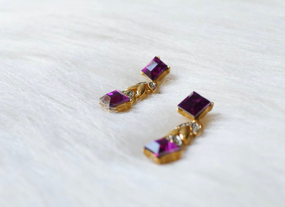 柔風質調淺紫春和時光 古蕫珠寶耳針式飾品 耳環 piercing earrings 第3張的照片