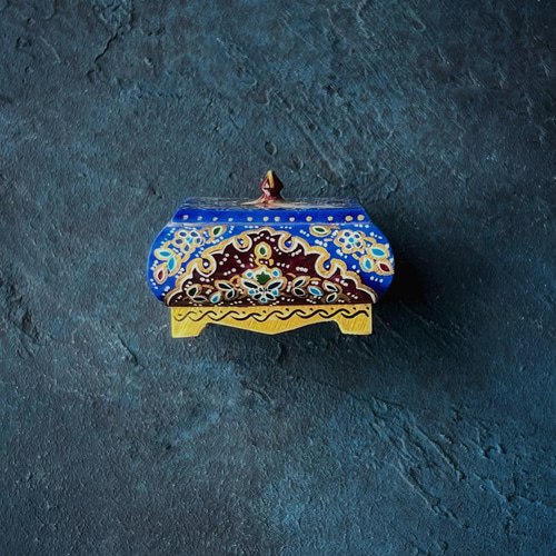 キャメルボーンの小箱 宝石箱 S ネイビー×ブラウン【JAABEH-019