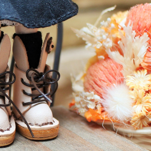 ☆ミディ 靴 うさぎレースアップブーツ ナチュラル うさみみ ☆ ミディ