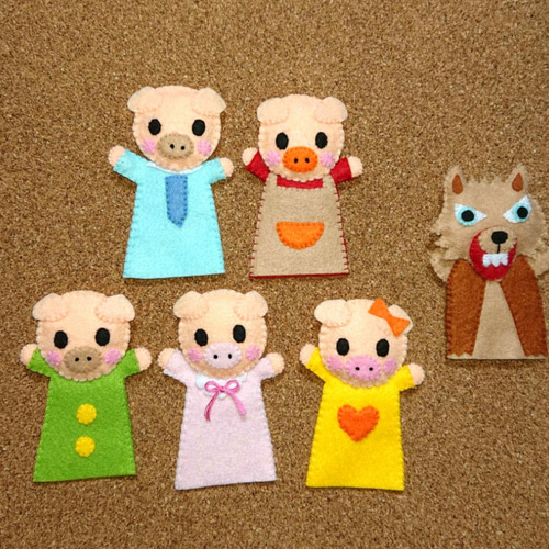 新作☆【さっと逃げました】指人形セット フエルト おもちゃ・人形