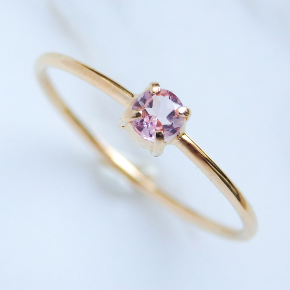 桜色の煌めき＊ピンクトルマリン華奢リング・シルバー925／18金