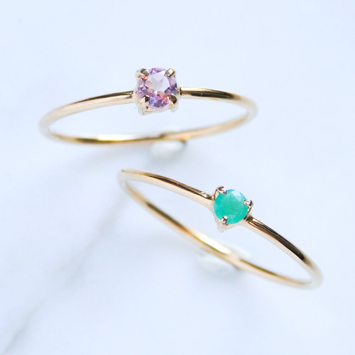 桜色の煌めき＊ピンクトルマリン華奢リング・シルバー925／18金