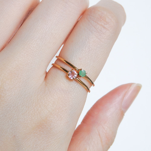 桜色の煌めき＊ピンクトルマリン華奢リング・シルバー925／18金