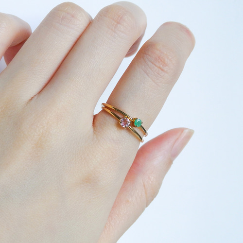 桜色の煌めき＊ピンクトルマリン華奢リング・シルバー925／18金