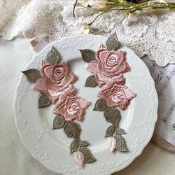 1枚 BK220618 綺麗 薔薇 花 フラワー 刺繍 ケミカルレース モチーフ