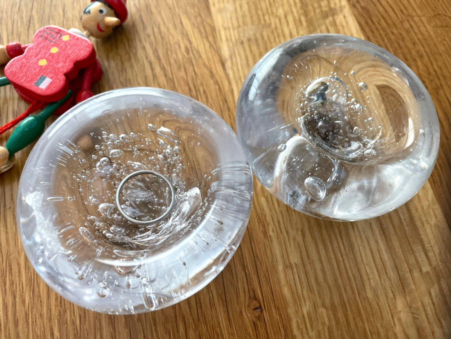 送料無料♪ リングピロー　セット 【淡いグレー】ガラス製 ハンドメイド 指輪 アクセサリートレイ 手作り