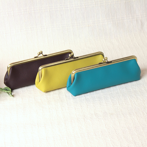 がま口ペンケース ニューカラー【ターコイズブルー】 PVCレザー ペン