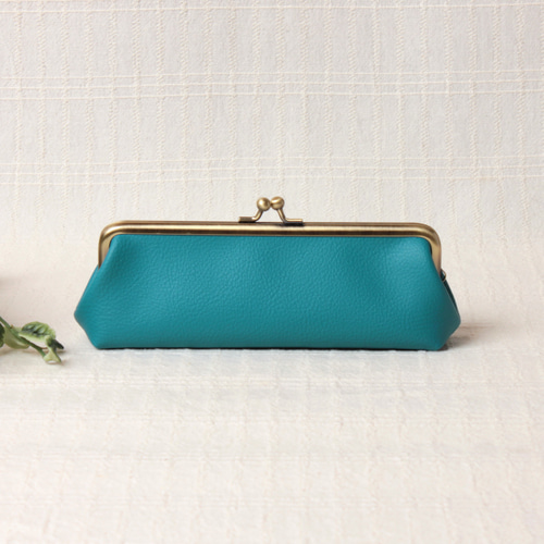 ペンケース☆ターコイズ がま口ペンケース ニューカラー【ターコイズブルー】 PVCレザー ペン