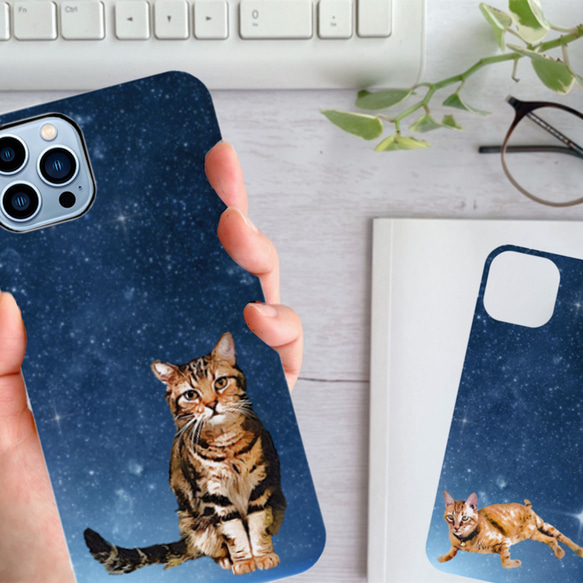 愛猫オリジナルイラストのスマホケース 〜宇宙柄〜 /iPhone15！入荷ほぼ全機種対応！ iPhone Android 10枚目の画像