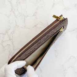 日本製　薄型　上質　パイソン　マット仕上げ　ロングウォレット　蛇革　長財布　L字ファスナー　ダイヤモンドパイソン 3枚目の画像