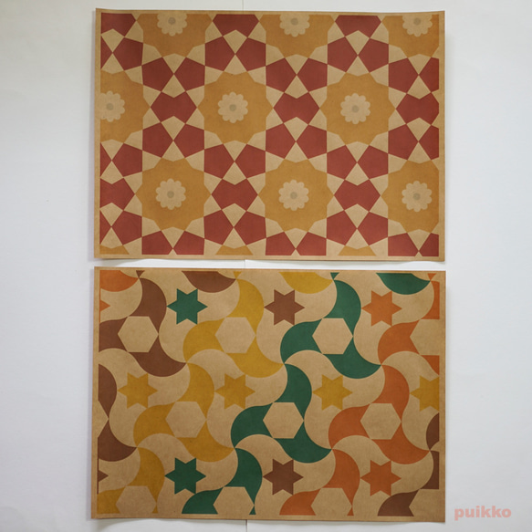 紙製ブックカバー　アラベスク（カラー）（5枚セット） 3枚目の画像