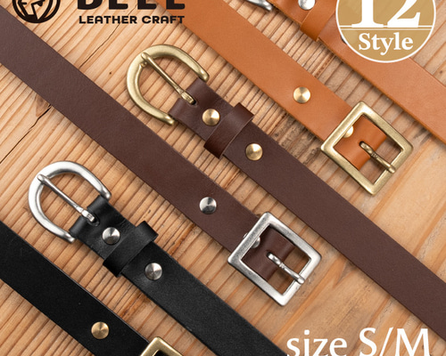 リニューアル！バックル交換可能な極厚牛革の24ミリ幅定番ベルト