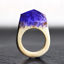 限定作品【送料無料】Wood Resin Ring/lavender ～ウッドレジンリング～　13.5号 2枚目の画像