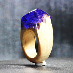 限定作品【送料無料】Wood Resin Ring/lavender ～ウッドレジンリング～　13.5号 3枚目の画像