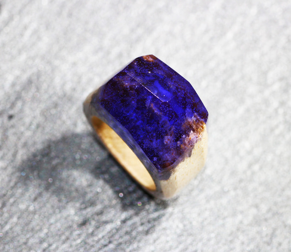 限定作品【送料無料】Wood Resin Ring/lavender ～ウッドレジンリング～　13.5号 5枚目の画像