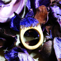 限定作品【送料無料】Wood Resin Ring/lavender ～ウッドレジンリング～　13.5号 1枚目の画像