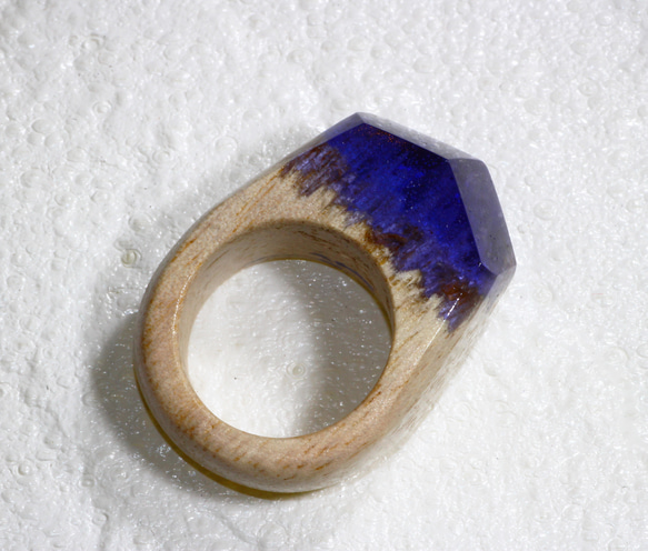 限定作品【送料無料】Wood Resin Ring/lavender ～ウッドレジンリング～　13.5号 6枚目の画像